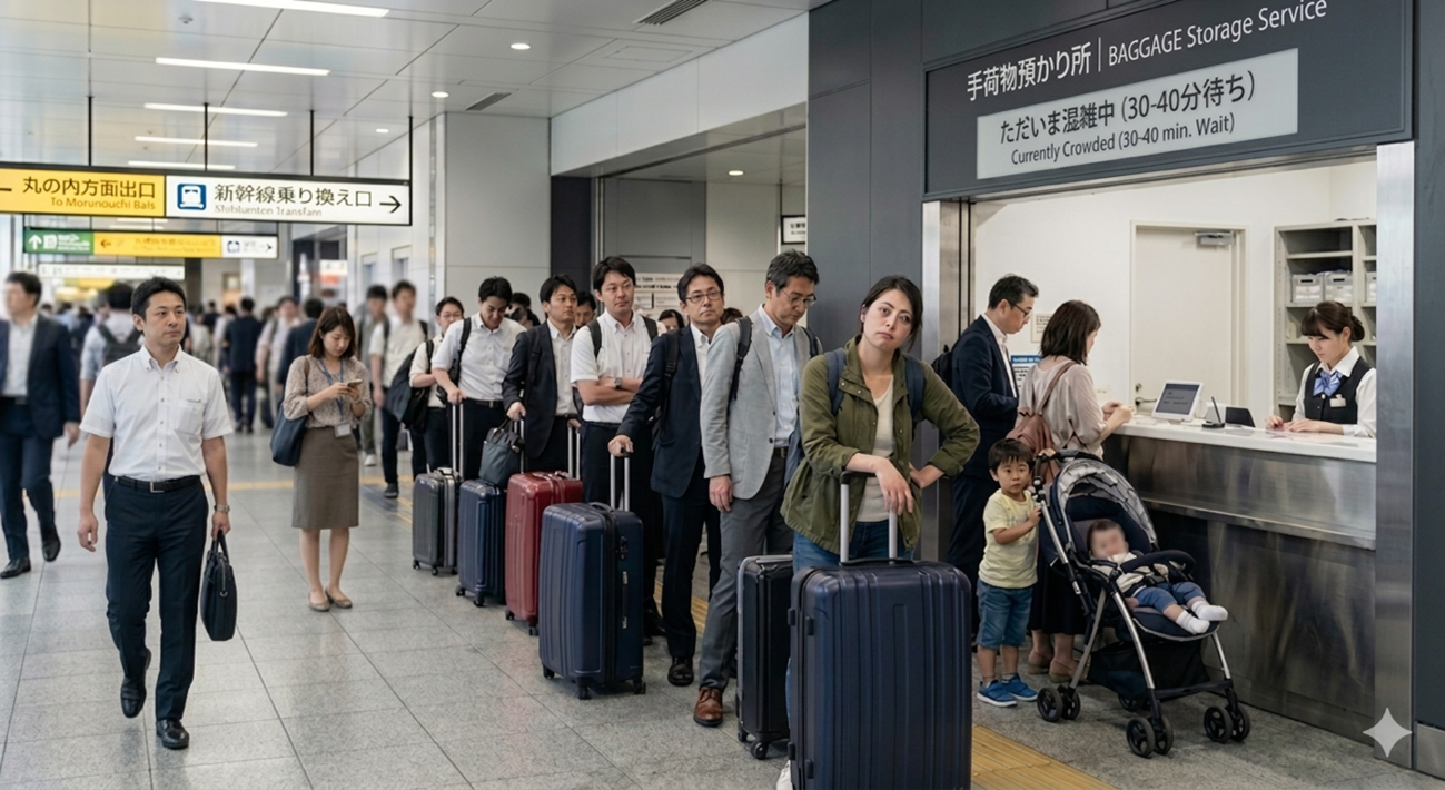手荷物預かり所の行列